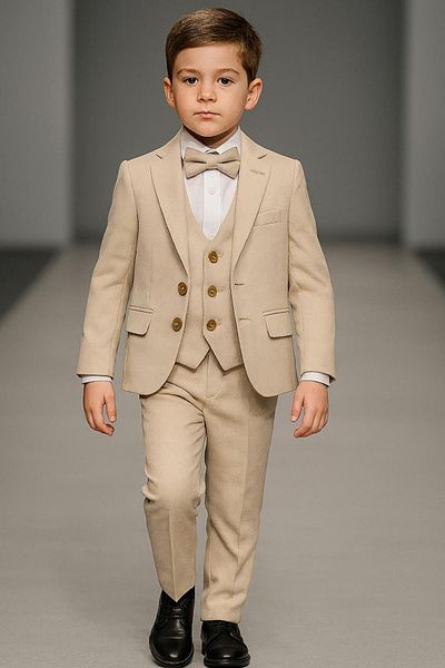 Esterella Boy's Planet Jacketed Tuxedo Suit / Jacket, Pants, Vest, Shirt and Bow Tie Is Slim Fit