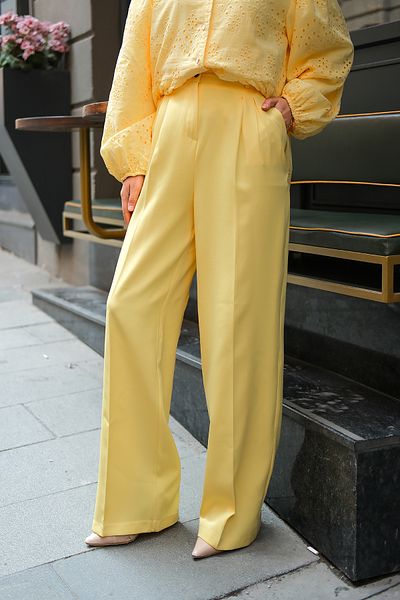 LOCCO Women's High Waist Palazzo Pants Yellow