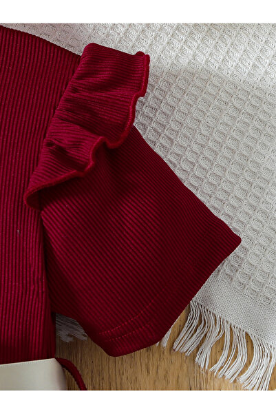 Take Two By Styli Round Neck Bow Detail Ruffle Hem Mesh Knee Length Dress