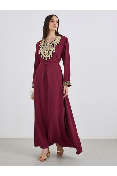 Styli Embroidered V Neck A-Line Jalabiya