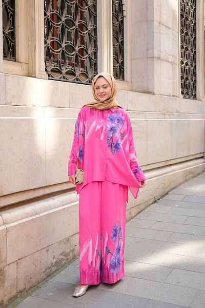 LOCCO Women's Sakura Pattern Double Suit Fuchsia