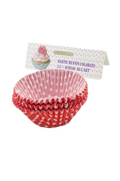 gogiva Muffin paper set, Red with white polka dots, 2.5x6 cm, 100 pcs
