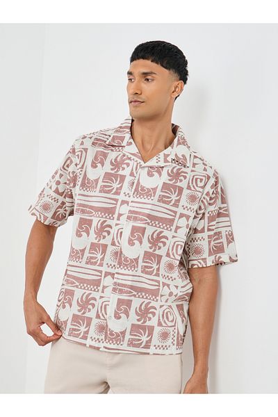 Styli All-Over Print Resort Collar Relaxed Fit Shirt