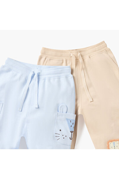 Juniors Animal Face Applique Pants with Drawstring Closure