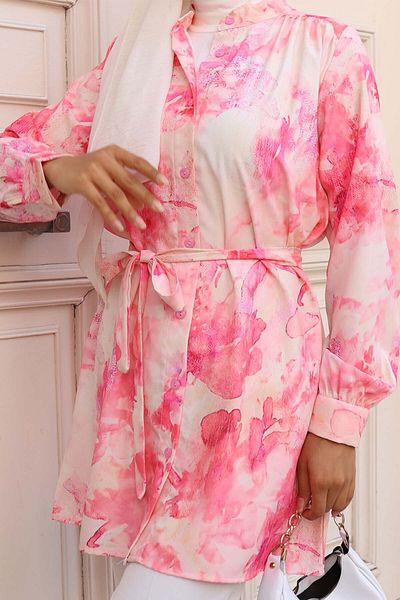 benguen Πουκάμισο Hijab με σχέδιο Pink 700
