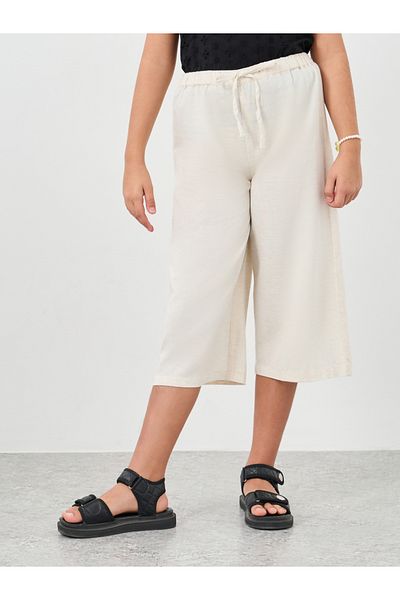Styli Girls Plain Linen Look Wide Leg Culottes