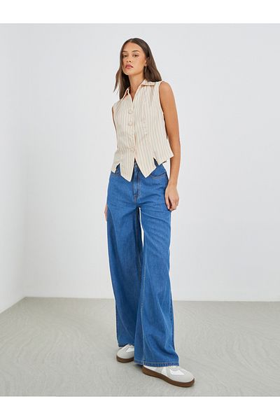 Styli Striped Front Button Waistcoat