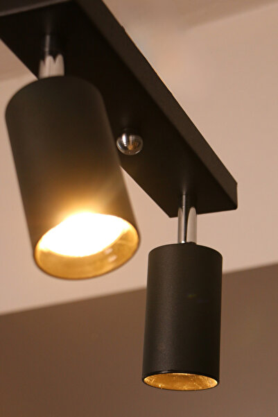 Luzarana Parma Avize Modern Metal 2’li Tavana Yakın Mafsallı Siyah Gövde Ampüllü Tasarım Lüks Aydınlatma