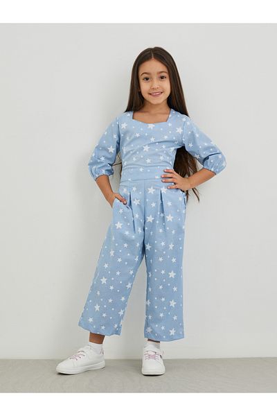 Styli All-Over Print Balloon Sleeve Pleated Detail Jumpsuit