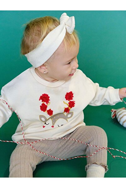 LC Waikiki Lcw Baby New Year's Themed Baby Girl Sweatshirt and Leggings Set of 2