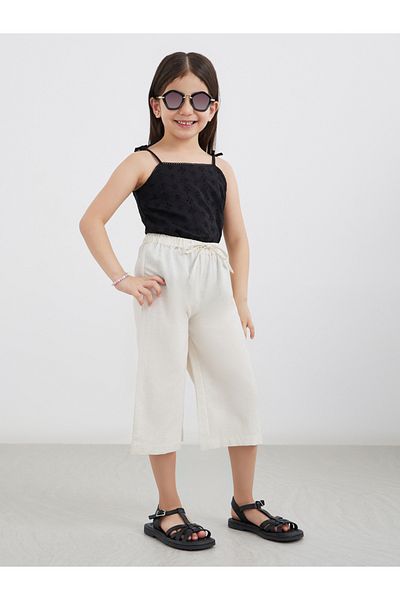 Styli Girls Plain Linen Look Wide Leg Culottes