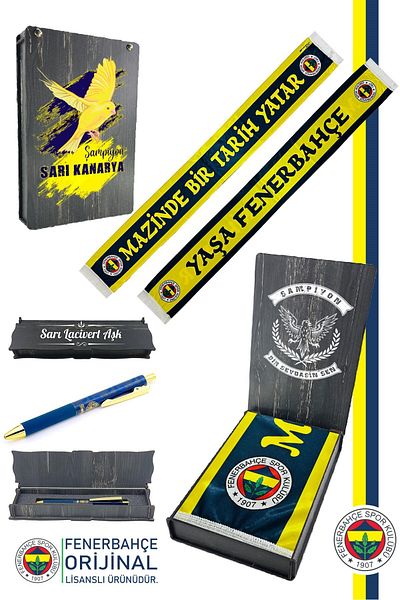 Fenerbahçe Original Licensed Mazinde One History Tells Shawl Scarf and Hybrid Ballpoint Pen Set