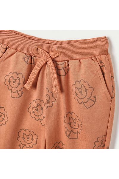 Juniors All-Over Lion Print Joggers with Drawstring Closure