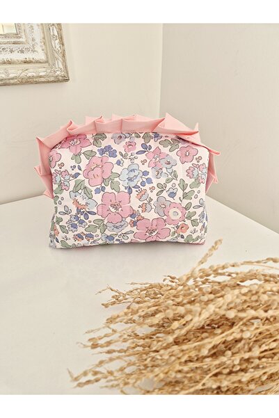 BABY KANGAROO حقيبة مكياج زهرية وردية – كشكشة مطوية، مبطنة بالقطن بنسبة 100%،...