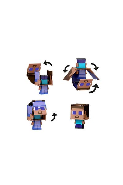mattel Minecraft Flippin' Figs Steve & Steve in Enchanted Armor Action Figure JCN19