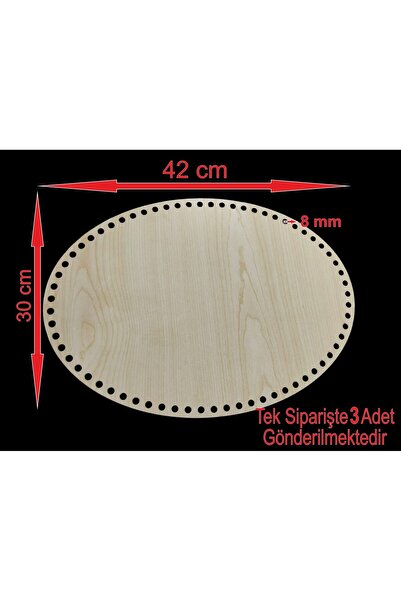 ASUDE HEDİYELİK Ahşap Banu 42x30 Cm 3 Ad Bambu Tepsi Örgü Plakası Supla Delik...