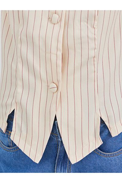 Styli Striped Front Button Waistcoat