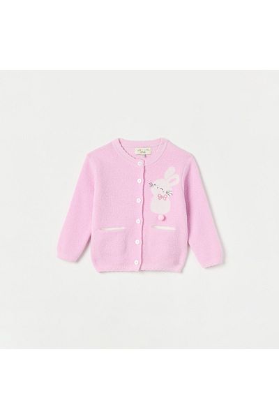 Juniors Bunny Detail Long Sleeves Cardigan with Button Closure