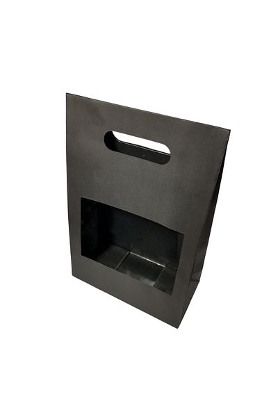 Createur Boxes with window and handle - black (set of 5 pieces)