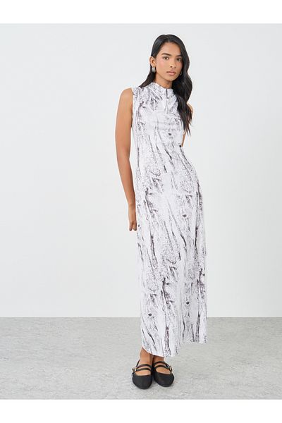 Styli Printed Sleeveless Bodycon Maxi Dress