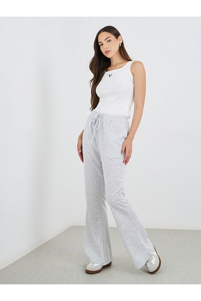 Styli Solid Flared Joggers with Drawstring
