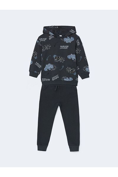 LC Waikiki Lcw Kids Hooded Boys Sweastshirt and Sweatpants Bottom 2-Pack