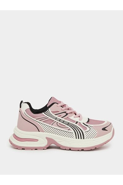 Styli Panelled Lace Up Chunky Sole Sneakers