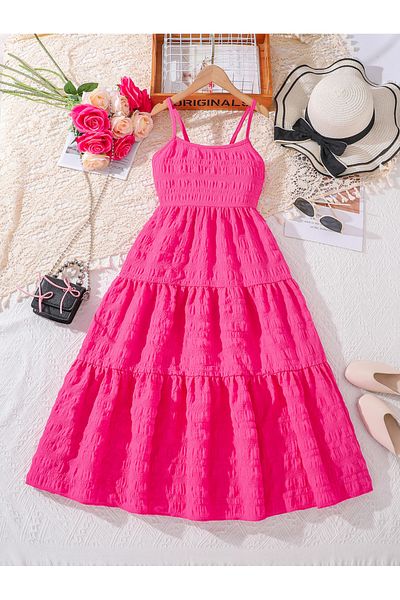 Take Two By Styli Solid Ruffle Hem Textured Cami Dress