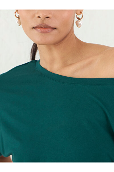 Femmella By Styli Green Knit Off Shoulder Regular Fit Top