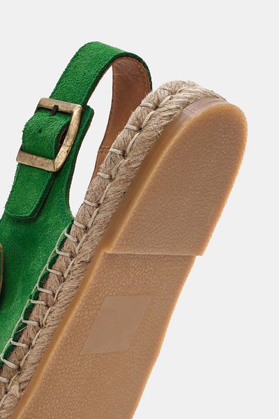 Bestyle Sandale Mary pentru femei, verde, din piele de căprioară, espadrile