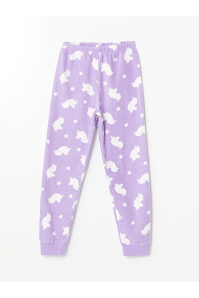 LC Waikiki Lila Beli Lastikli Polar Kız Çocuk Pijama Alt