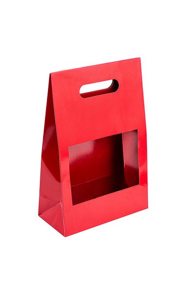 Createur Boxes with window and handle - red (set of 5 pieces)