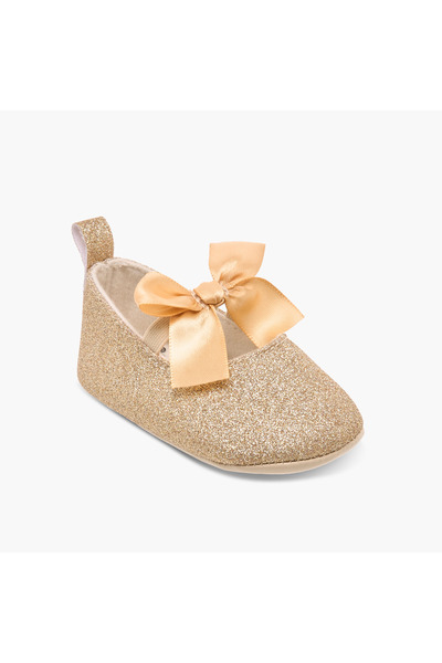 giggles Embellished Booties with Bow Accent and Elasticated Strap