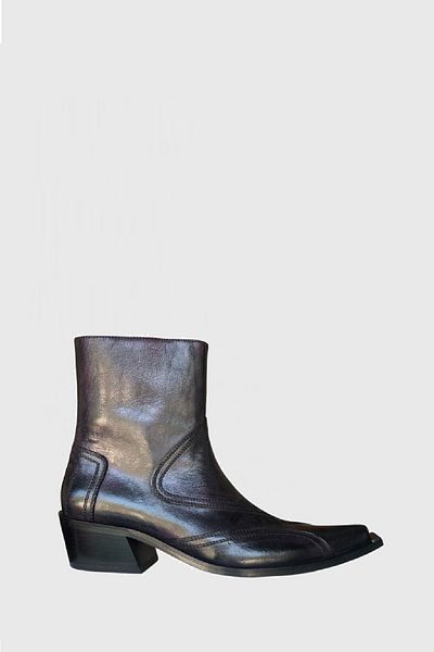 DOKA Men's Western Boots 45391488 Black - Claret Red