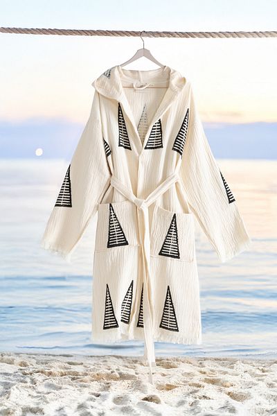 VAROL Organic 100% Cotton Hooded Robe Beach Dress - Pyramid - L/Xl