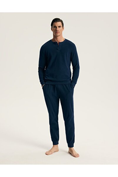 ESOTIQ Set de pijamale lung pentru bărbați HOMME, format din două piese, tric...