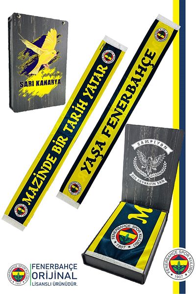 Fenerbahçe Original Licensed Mazinde a History Tells Shawl Scarf Canary Printed Wooden Box