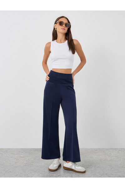 Styli Wide Waistband Joggers with Pintuck Detail