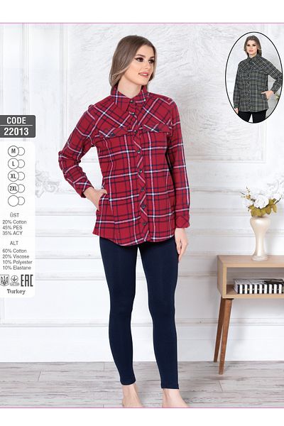 Cotpark Women's Cotton Lumberjack Shirt with Legging Suit 22013