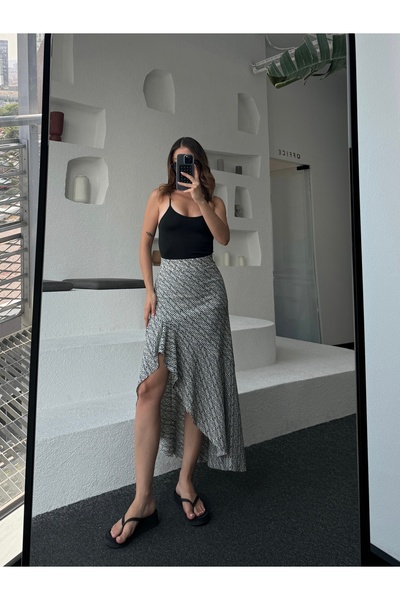 Moda Hour Чорно-біла асиметрична спідниця з візерунком