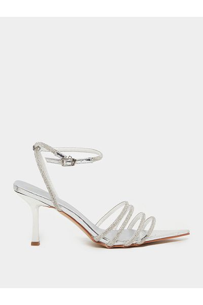 Styli Ankle Strap Embellished Stiletto Heel Sandals