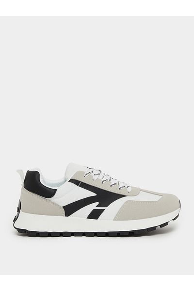 Styli Panelled Lace Up Platform Sole Sneakers