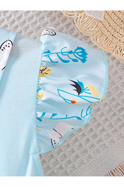 Take Two By Styli Floral Print Ruffle Hem Dress with Bow Detail