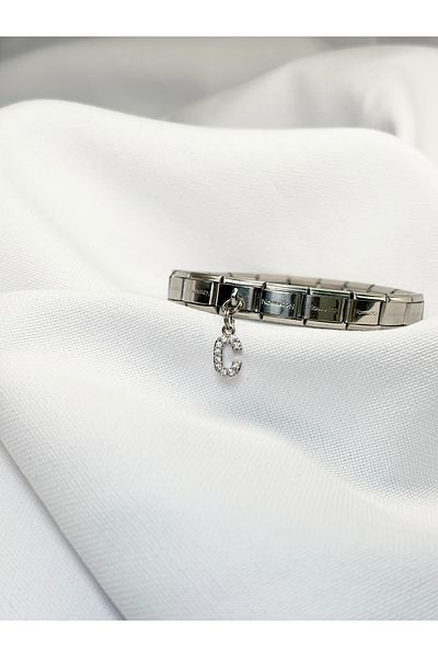 Sumen Butik Letter C Stone Dangle Italian Bracelet Charm, Charm