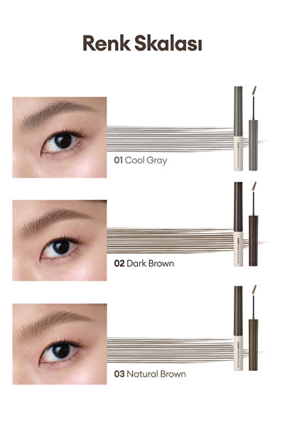 PERIPERA Özel Fırça Tasarımlı, Yoğun Pigmentli Kaş Maskarası Speedy Skinny Brow Mascara 07 Taupe Ash