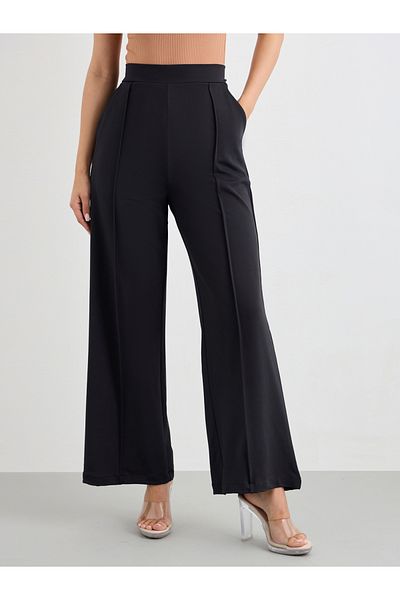 Styli Wide Leg Ankle Length Pants with Pintuck Detail
