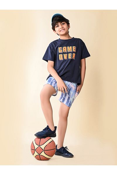 LilPicks By Styli Game Over Print T-Shirt and Tie-Dye Shorts Set