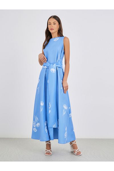 Styli Floral Print Sleeveless A-Line Maxi Dress