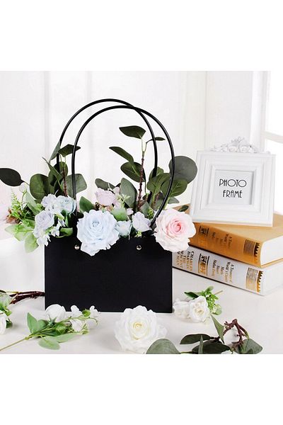 Createur Rectangular kraft bags with handle - black (set of 10 pieces)