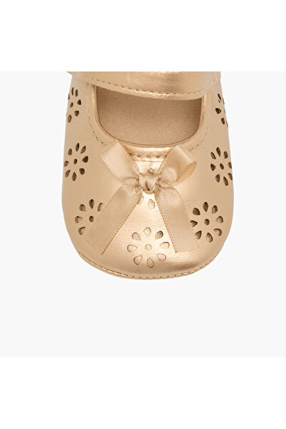 giggles Cutout Detail Booties with Hook and Loop Closure